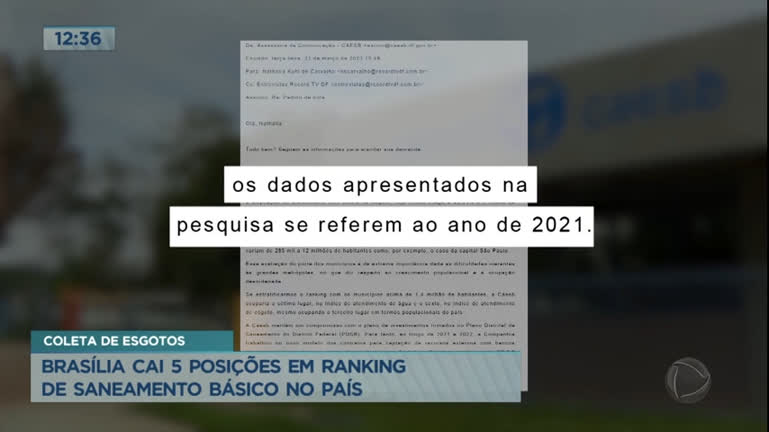 Vídeo: Brasília cai cinco posições em ranking de saneamento no país