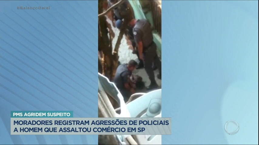 Vídeo: Moradores registram policiais agredindo suspeito de assalto em SP
