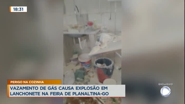Vídeo: Vazamento de gás causa explosão em lanchonete na feira de Planaltina (GO)