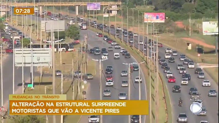 Vídeo: Alteração na Estrutural surpreende motoristas que vão para Vicente Pires (DF)