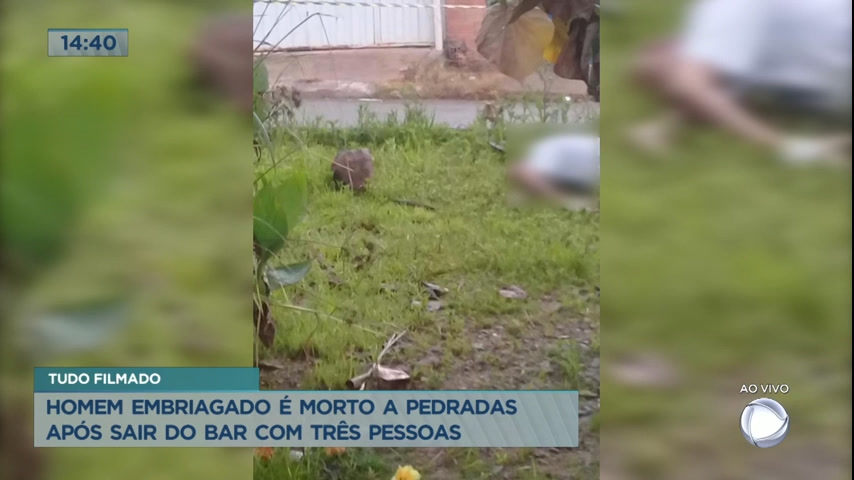 Vídeo: Homem é morto a pedradas após sair de bar com autores do crime