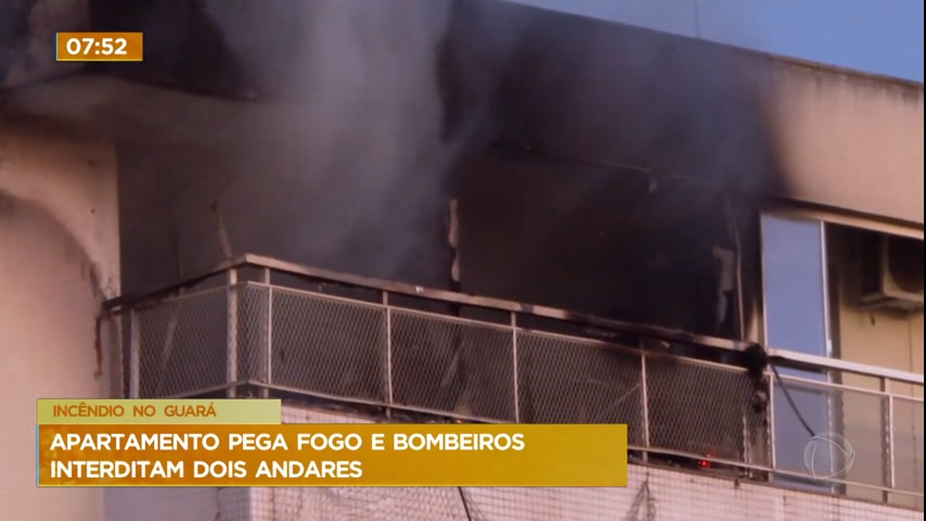 Vídeo: Apartamento pega fogo no Guará (DF) e dois andares são interditados