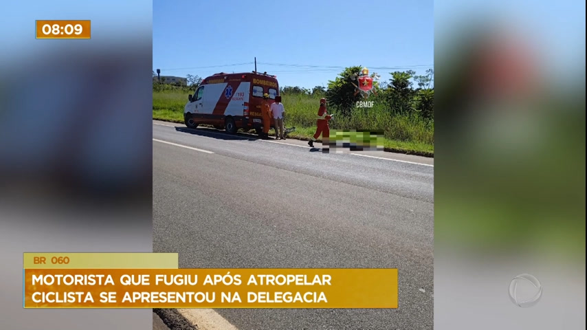 Vídeo: Motorista que atropelou ciclista na BR 060 se apresenta na delegacia