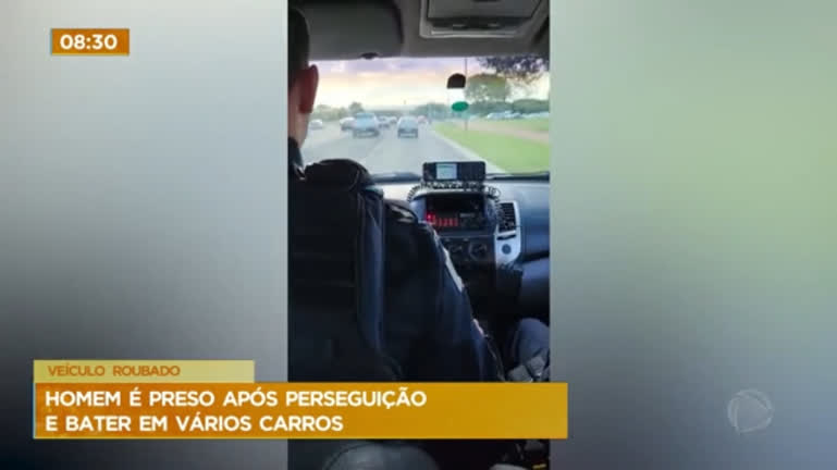 Vídeo: Homem é preso após perseguição e bater em vários veículos