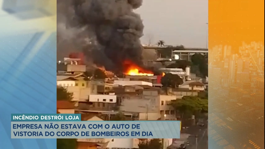 Vídeo: Incêndio destrói loja de peças de ônibus na região nordeste de BH