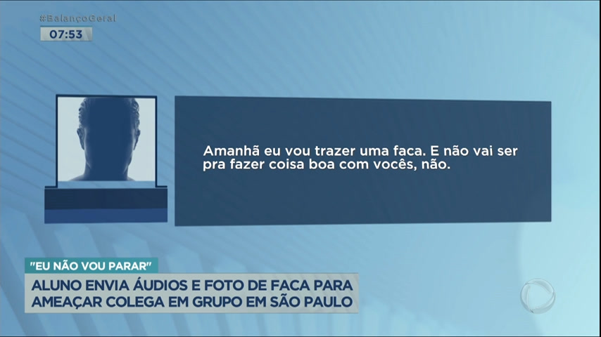 Vídeo: Aluno manda áudios e foto de faca para ameaçar colega em São Paulo