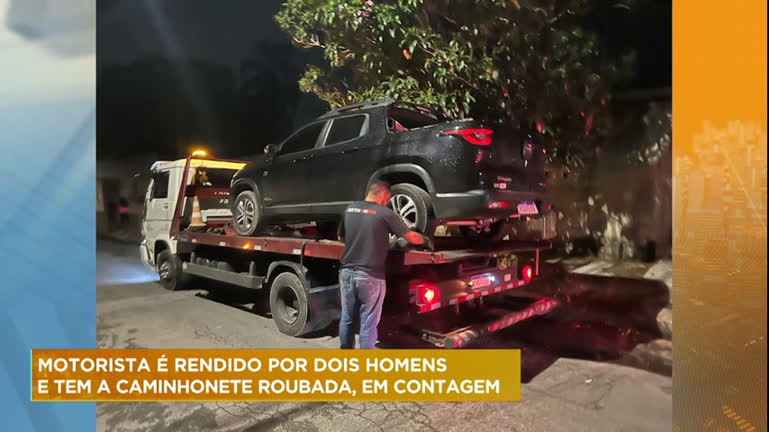 Vídeo: Dupla rende motorista e rouba a caminhonete dele em Contagem (MG)