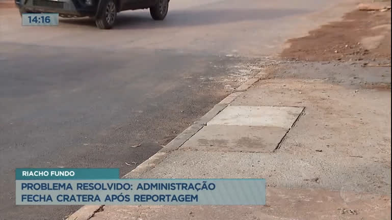 Vídeo: Pista é liberada após manutenção de asfalto em Riacho Fundo (DF)