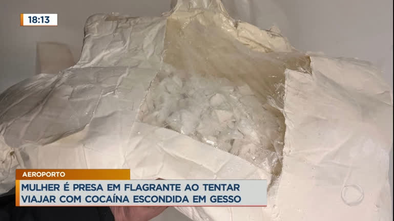 Vídeo: Mulher é presa em flagrante ao tentar viajar com cocaína escondida em gesso no DF