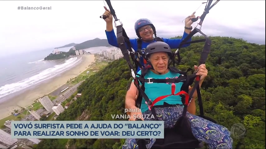 Vídeo: Vovó surfista de 82 anos realiza o sonho de voar de parapente