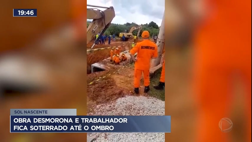 Vídeo: Obra desmorona e trabalhador fica soterrado no Sol Nascente