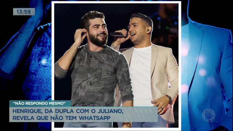 Vídeo: Henrique, da dupla com Juliano, revela que não tem WhatsApp