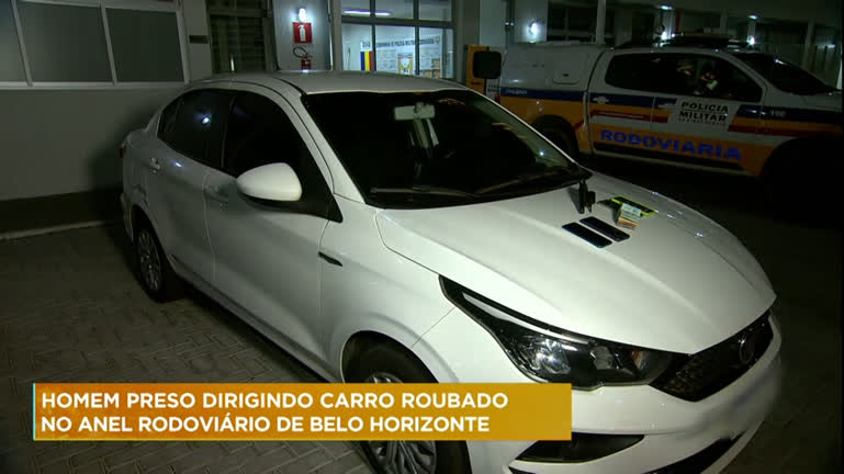 Vídeo: Homem é preso suspeito de dirigir carro roubado no Anel Rodoviário, em BH
