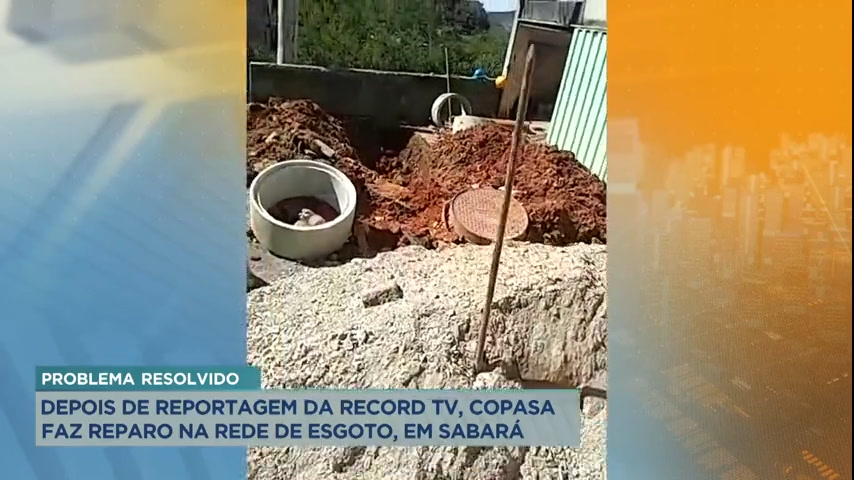 Vídeo: Copasa faz reparo na rede de esgoto, em Sabará (MG) após reportagem da Record TV Minas
