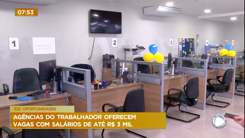 Vídeo: Agências do Trabalhador oferecem vagas com salários de até R$ 3 mil