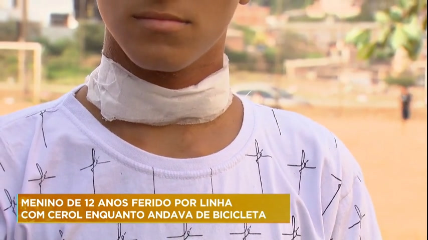 Vídeo: Menino de 12 anos é ferido por linha com cerol enquanto andava de bicicleta em BH