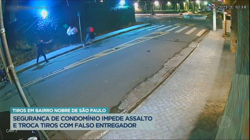 Vídeo: Segurança de condomínio impede assalto e troca tiros com assaltantes