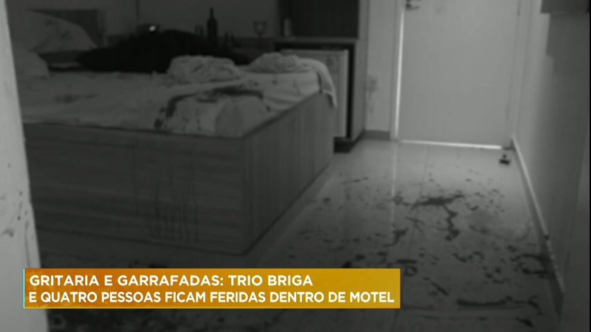 Vídeo: Trio briga e quatro pessoas ficam feridas dentro de motel em BH