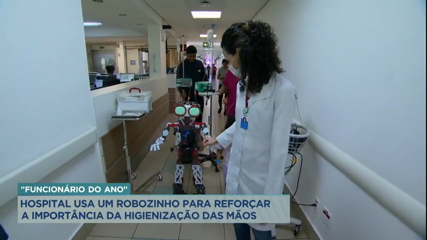 Vídeo: Hospital de BH usa robô para reforçar a importância da higienização das mãos