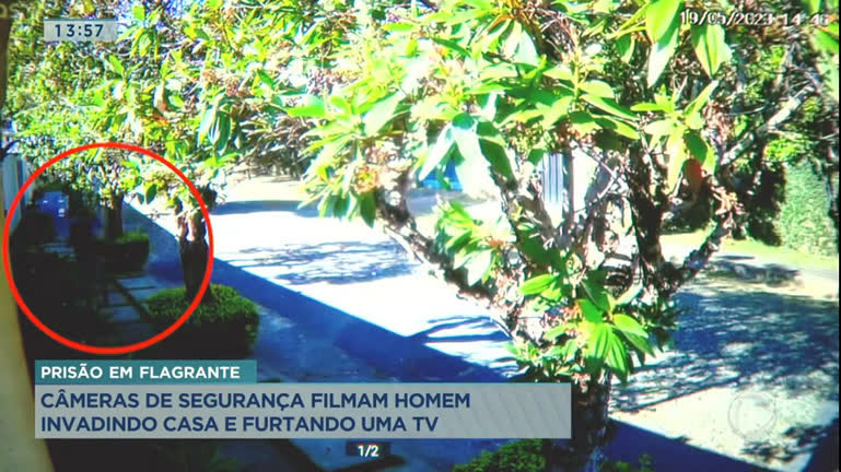 Vídeo: Homem é preso depois de furtar televisão e notebook em mansão de Belo Horizonte