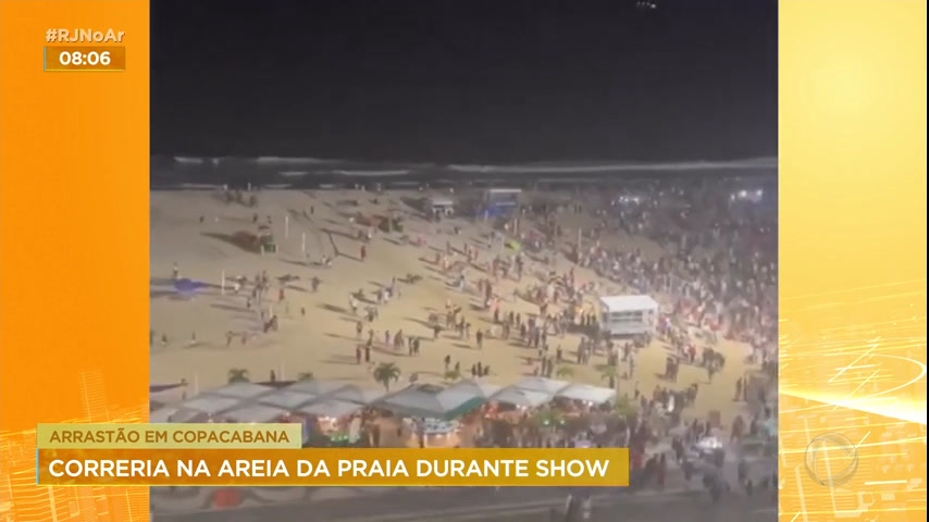 Vídeo: Arrastão causa tumulto durante show em Copacabana