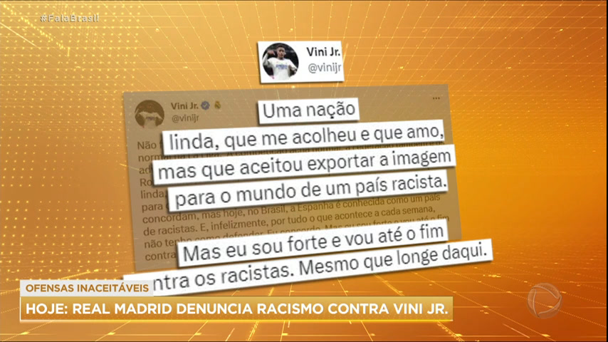 Vídeo: Real Madrid denuncia racismo contra Vinicius Júnior ao Ministério Público da Espanha