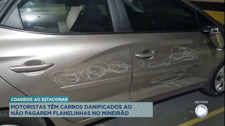 Vídeo: Motoristas têm carros danificados ao não pagarem flanelinhas no Mineirão