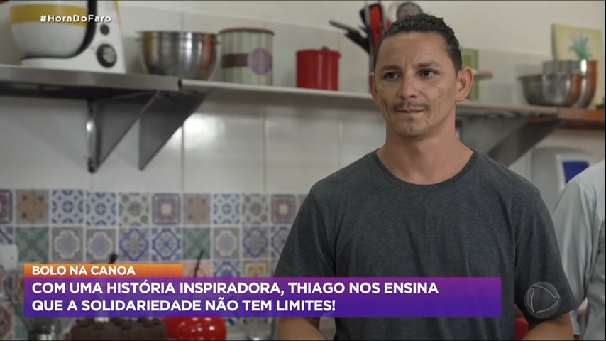 Vídeo: Confeiteiro que monta bolo em canoa recebe surpresa no Hora do Faro