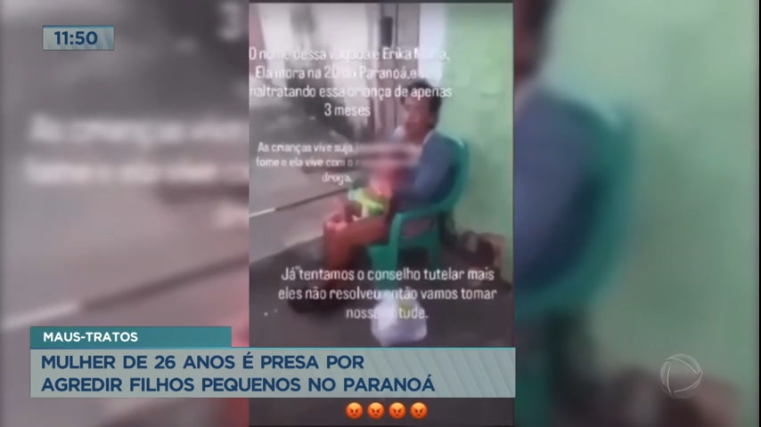 Vídeo: Mulher de 26 anos é presa suspeita de agredir filhos no Paranoá (DF)