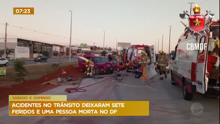 Vídeo: Acidentes de trânsito no final semana no DF deixa sete pessoas feridas e uma morta