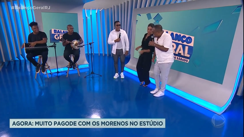 Vídeo: Os Morenos cantam o sucesso "Mina de Fé" e agitam o Balanço Geral RJ