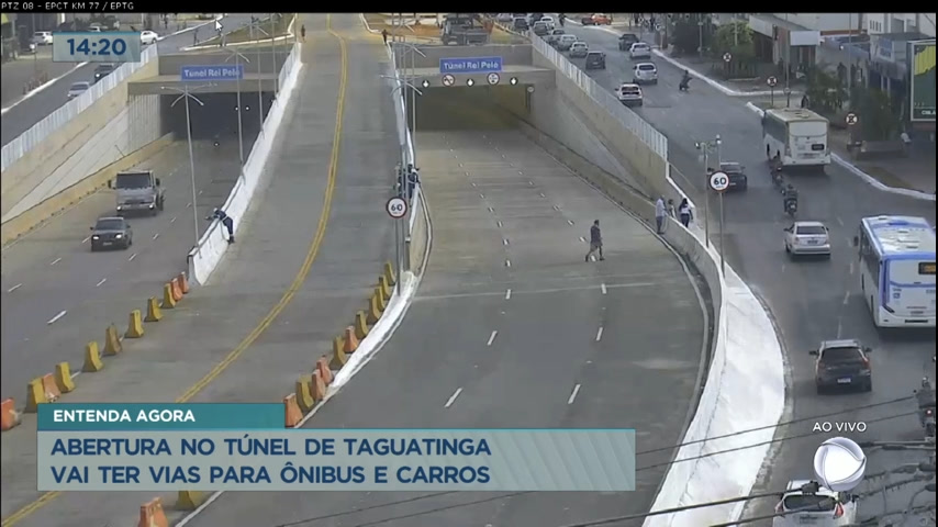Vídeo: Abertura no túnel de Taguatinga vai ter vias para ônibus e carros