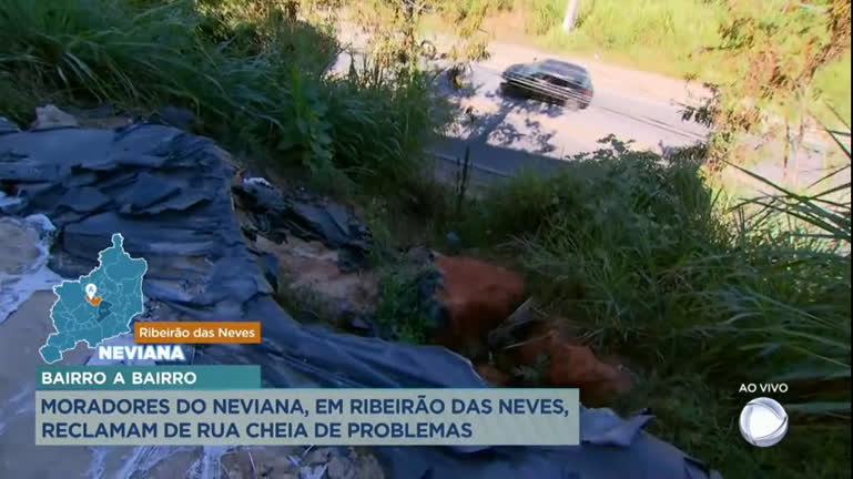 Vídeo: Bairro a Bairro: moradores do Neviana, em Ribeirão das neves, reclamam de rua desmoronada