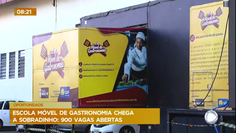 Vídeo: Escola móvel de gastronomia oferece 900 vagas para cursos presenciais em Sobradinho (DF)