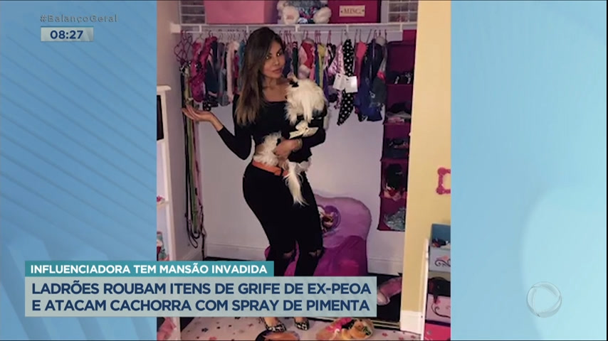 Vídeo: Ladrões invadem mansão de ex-participante de A Fazenda e jogam spray em cachorra