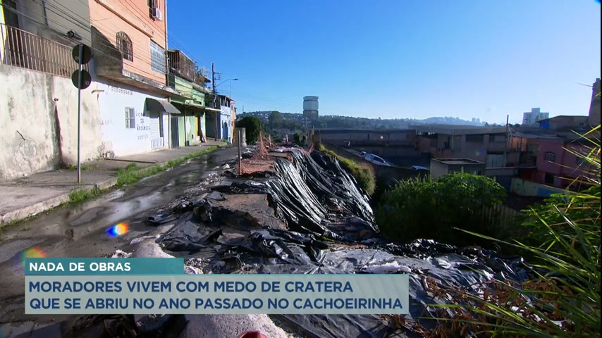 Vídeo: Moradores sofrem prejuízos com cratera há um ano no bairro Cachoeirinha, em BH