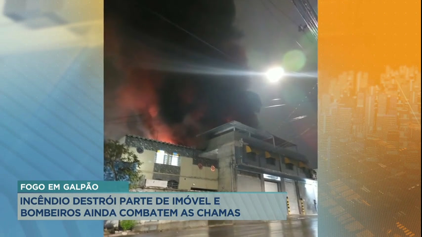 Vídeo: Galpão que armazena itens de festa é atingido por fogo em Belo Horizonte