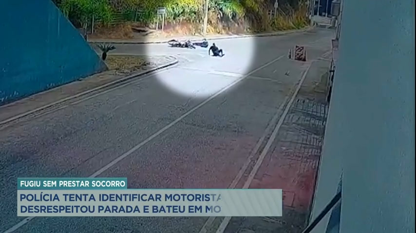 Vídeo: Polícia tenta identificar motorista que desrespeitou parada e bateu em moto, na Grande BH
