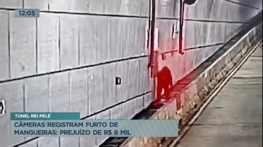 Vídeo: Câmeras registram furto de mangueiras no Túnel Rei Pelé