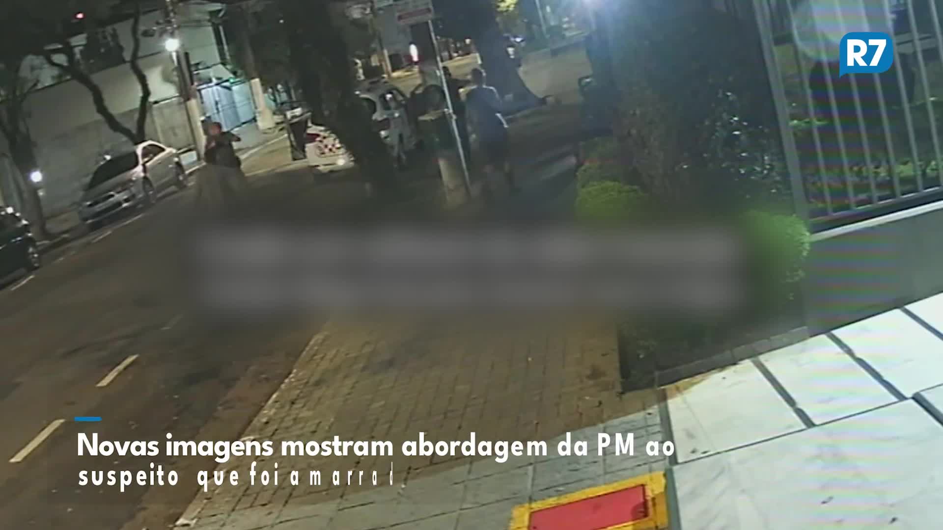 Vídeo: Novas imagens mostram abordagem da PM ao suspeito que foi amarrado em SP