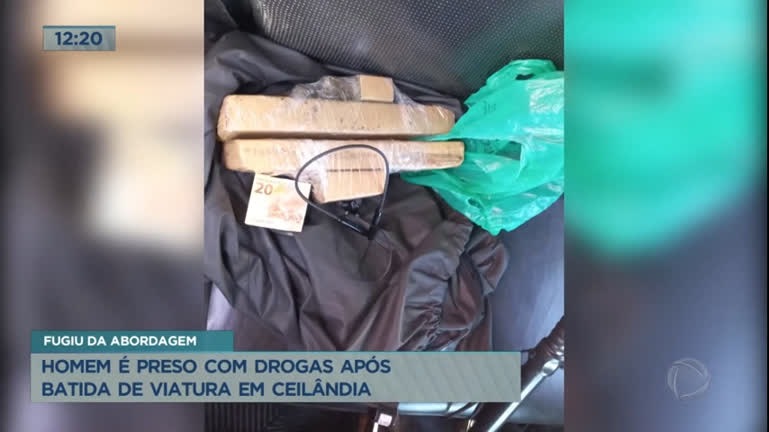 Vídeo: Homem é preso com drogas após batida de viatura em Ceilândia