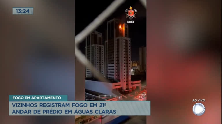 Vídeo: Vizinhos registram fogo em 21º andar de prédio em Águas Claras
