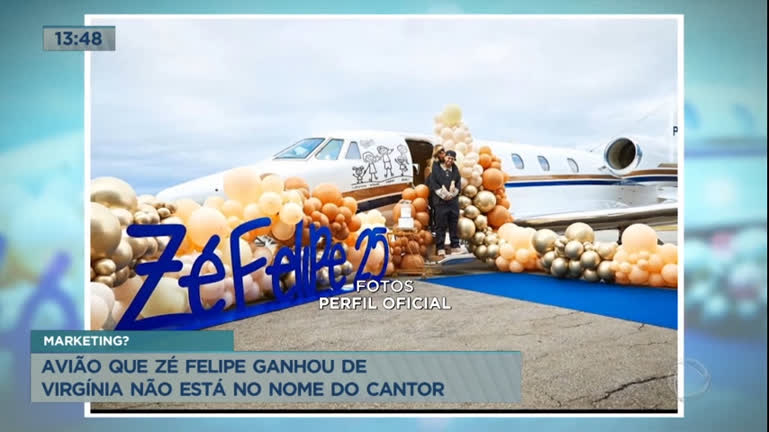 Vídeo: Fãs criticam que avião que Virgínia deu para Zé Felipe está no nome dela