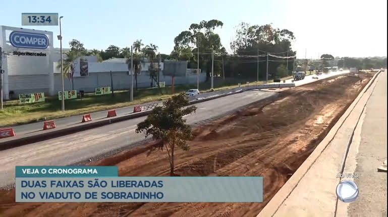 Vídeo: Duas faixas são liberadas no viaduto de Sobradinho