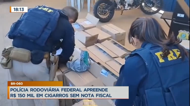 Vídeo: PRF apreende R$ 150 mil em cigarros sem nota fiscal