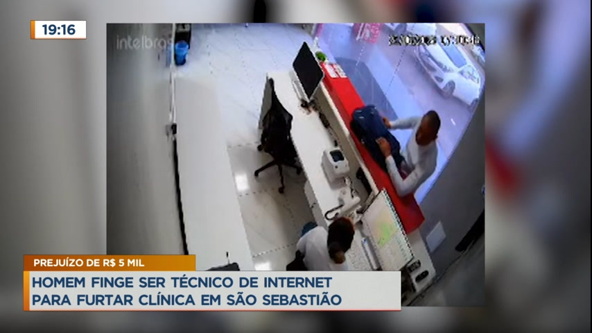 Vídeo: Homem finge ser técnico para furtar clínica em São Sebastião