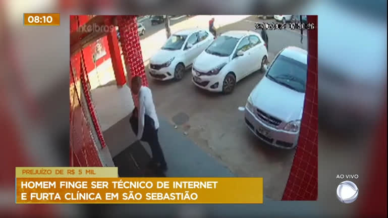 Vídeo: Homem finge ser técnico de internet para furtar clínica em São Sebastião (DF)