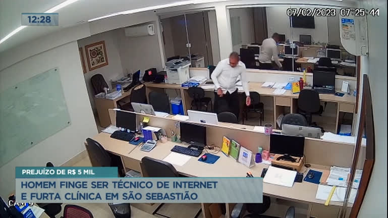 Vídeo: Homem se passa por técnico de internet para furtar clínica em São Sebastião (DF)