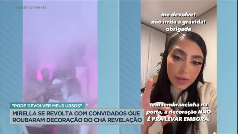 Vídeo: Chá-revelação de MC Mirella e Dynho Alves teve decoração roubada por convidados