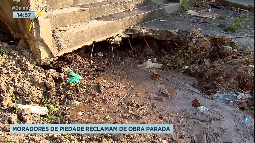 Vídeo: Moradores reclamam de obra parada há dois meses em Piedade, zona norte do Rio